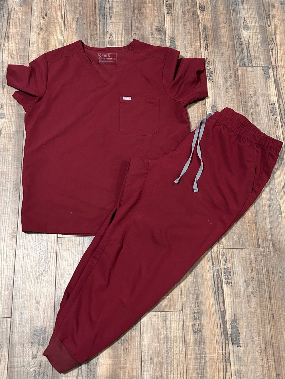 FIGS Maroon Scrub Set - Top & Jogger Pants
